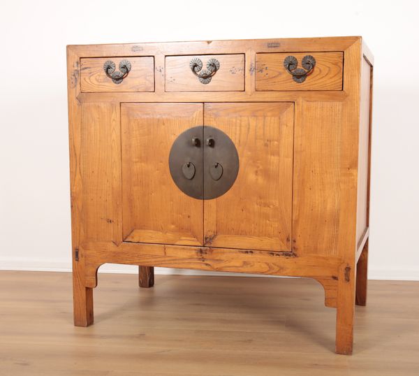 A CHINESE ELM SIDE CABINET