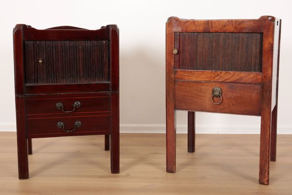 TWO SIMILAR MAHOGANY TRAY-TOP COMMODES OR BEDSIDES