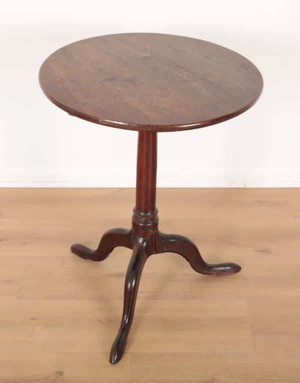 A GEORGE III OAK TRIPOD TABLE