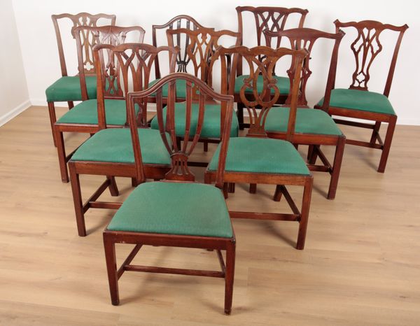 A HARLEQUIN SET OF GEORGE III MAHOGANY DINING CHAIRS