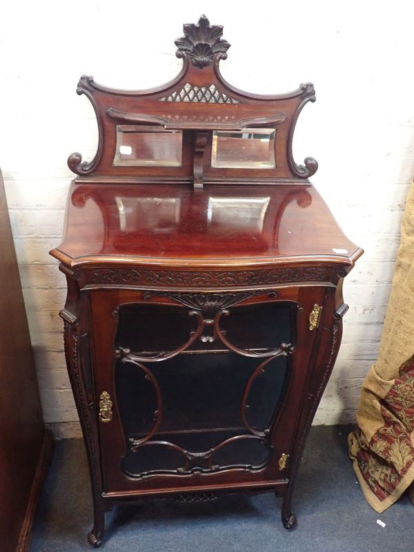 A LATE VICTORIAN GLAZED MAHOGANY CABINET