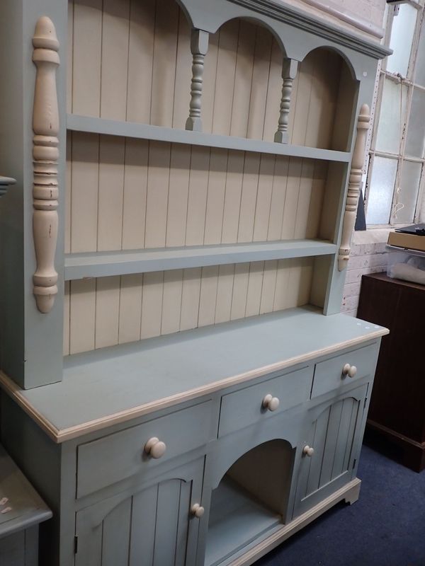 A PAINTED PINE KITCHEN DRESSER