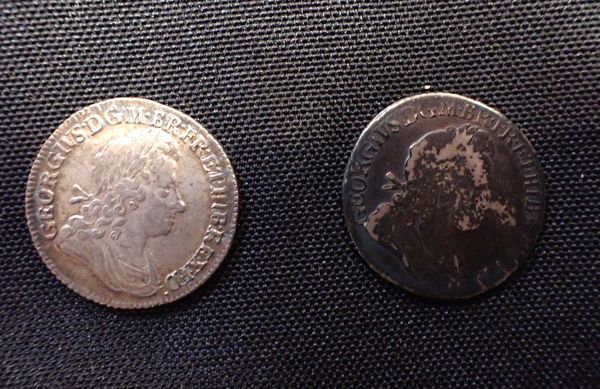 TWO 1723 GEORGE I SHILLINGS