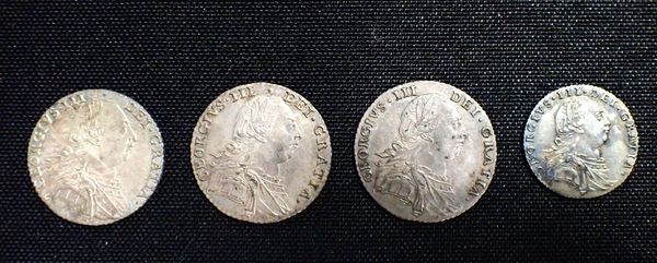 THREE 1787 GEORGE III SHILLINGS