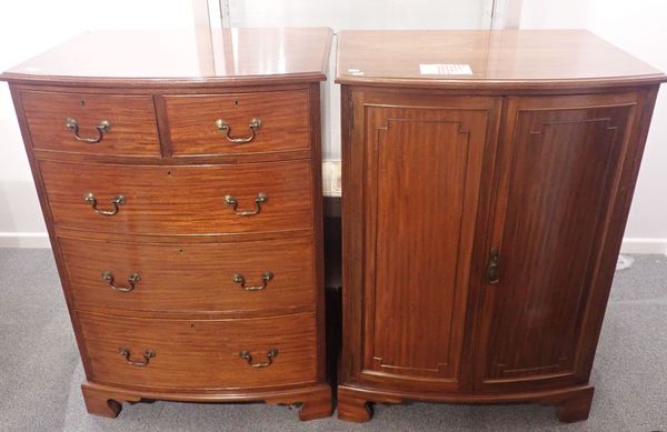 A PAIR OF BOWFRONT MAHOGANY CHESTS BY WARING & GILLOW