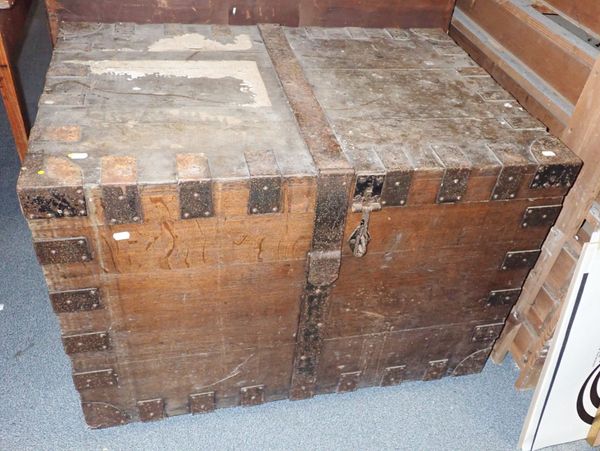 AN IRON-BOUND OAK CHEST