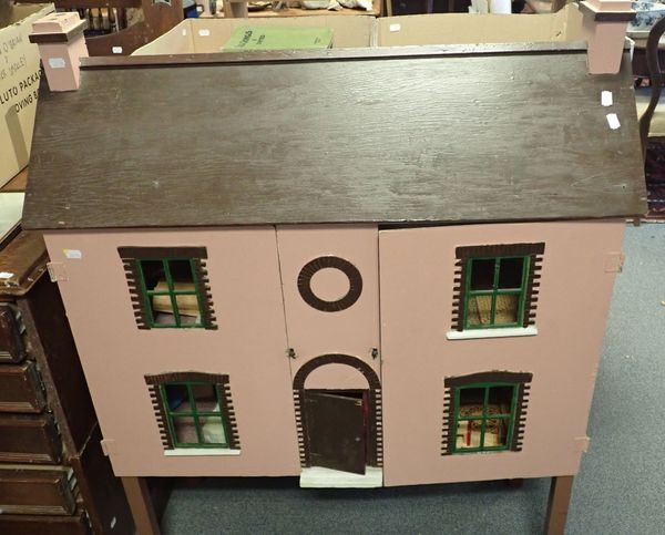 A VINTAGE SCRATCH-BUILT DOLLS HOUSE