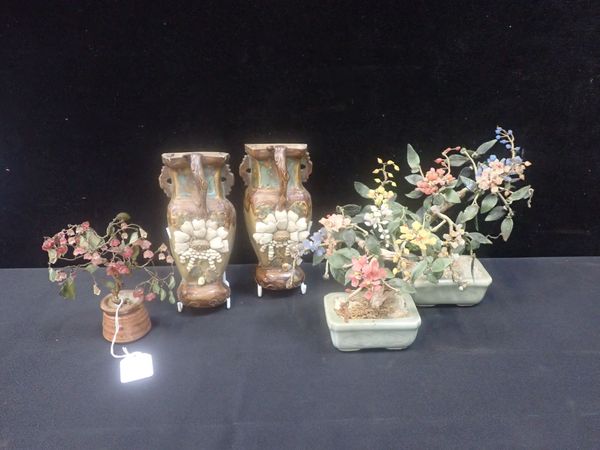 TWO CHINESE POTTERY WALL VASES