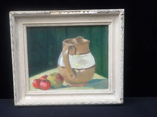 B. BERNARD (?) STILL LIFE, FRUIT AND JUG