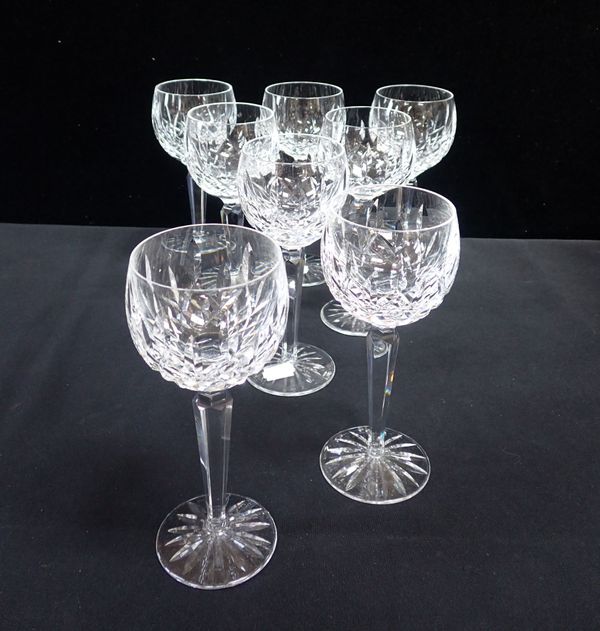 A SET OF EIGHT WATERFORD LISMORE HOCK GLASSES