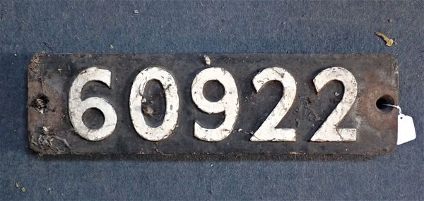 RAILWAY LOCOMOTIVE SMOKEBOX NUMBER PLATE 60922