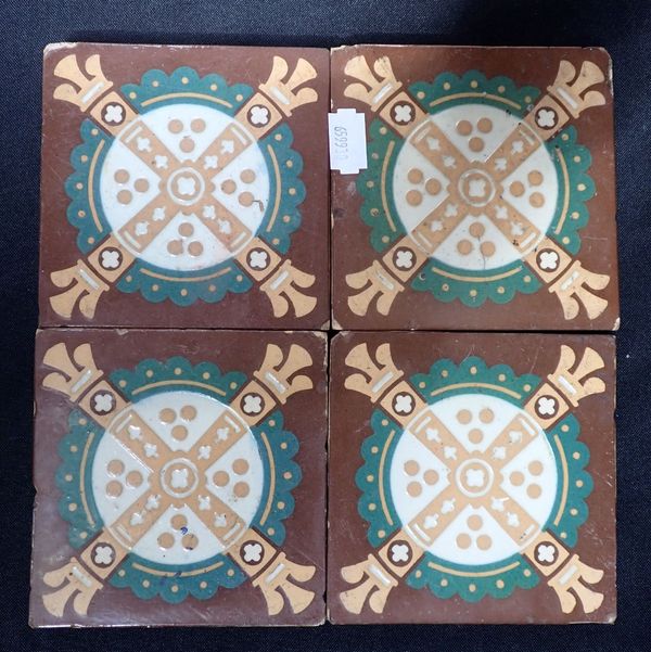 SET OF FOUR ENCAUSTIC TILES