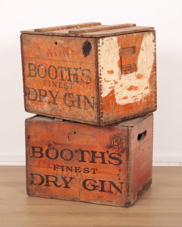 TWO 'BOOTH'S FINEST DRY GIN' CRATES