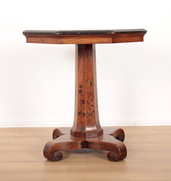 A LATE VICTORIAN INLAID WALNUT OCTAGONAL CENTRE TABLE