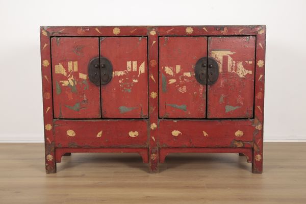 A CHINESE RED-LACQUERED CABINET