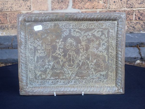 A THAI OR BURMESE SAND CAST BRONZE TRAY