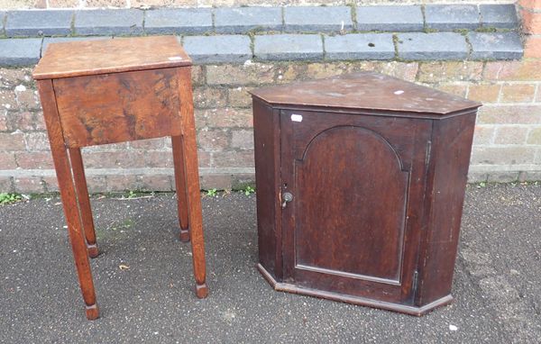 A BURR ELM SQUARE WORK TABLE