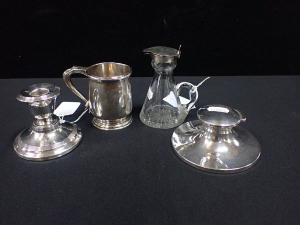 A GEORGE V SILVER CHRISTENING TANKARD