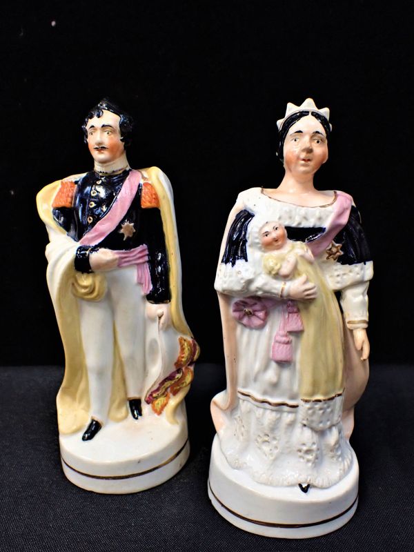 A PAIR OF STAFFORDSHIRE FIGURES: VICTORIA AND ALBERT