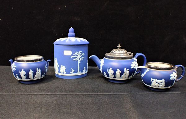 A WEDGWOOD JASPER TEA SET