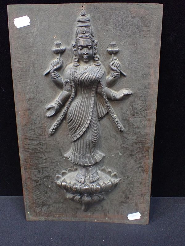 A BRONZE PLAQUE OF THE HINDU GODDESS LAKSHMI