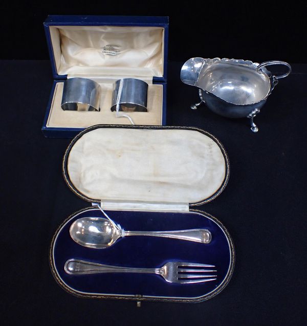 A SILVER CHRISTENING SPOON AND FORK