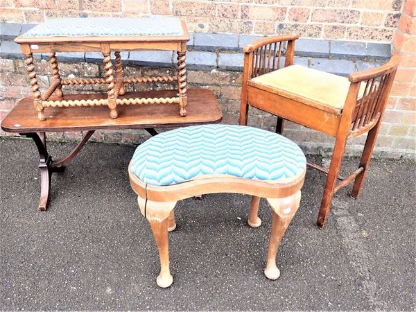 A VICTORIAN ROSEWOOD STOOL WITH BARLEY-TWIST LEGS