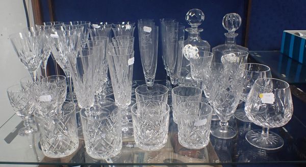 A PAIR OF WATERFORD BRANDY GLASSES, AND OTHER GLASS WARE