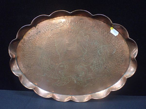 AN ARTS AND CRAFTS NEWLYN STYLE COPPER TRAY