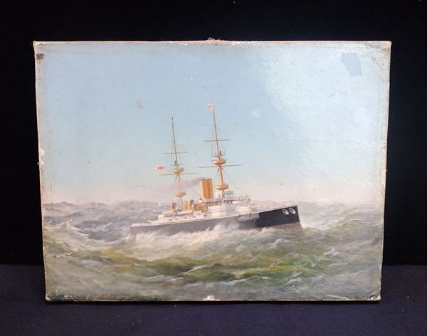 A BRITISH GUNBOAT, OIL ON CANVAS