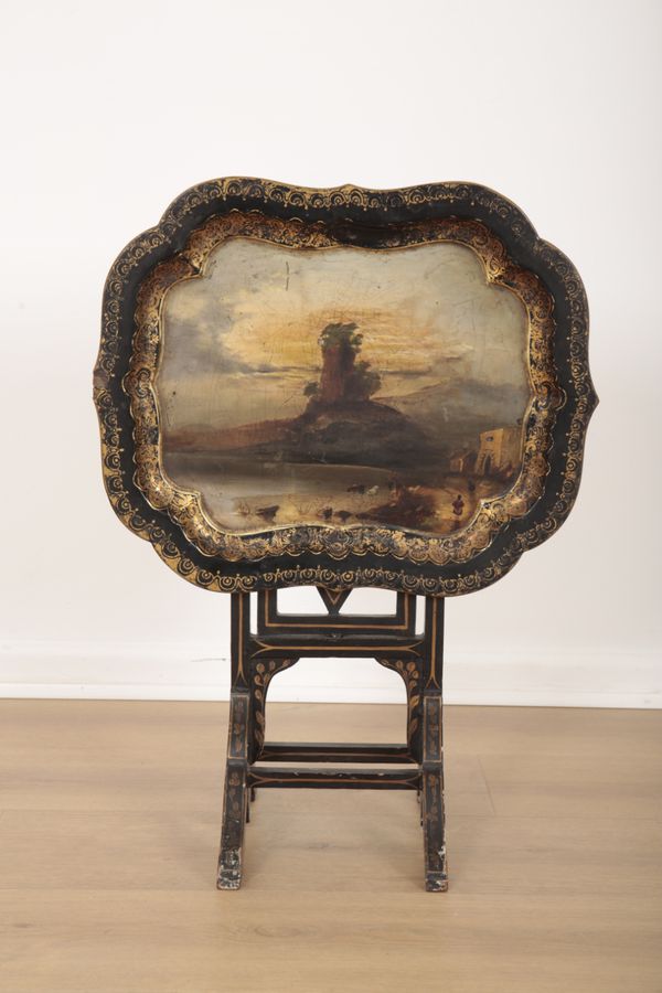 A VICTORIAN PAPIER MACHE OCCASIONAL TABLE