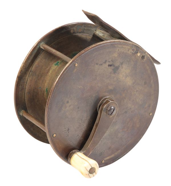 CHEVALIER, BOWNESS & SON, LONDON: A BRASS WINCH FLY REEL