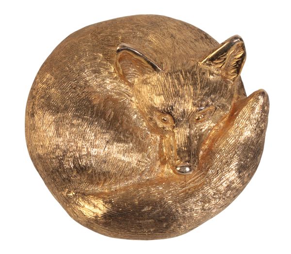 A 9CT GOLD FOX BROOCH