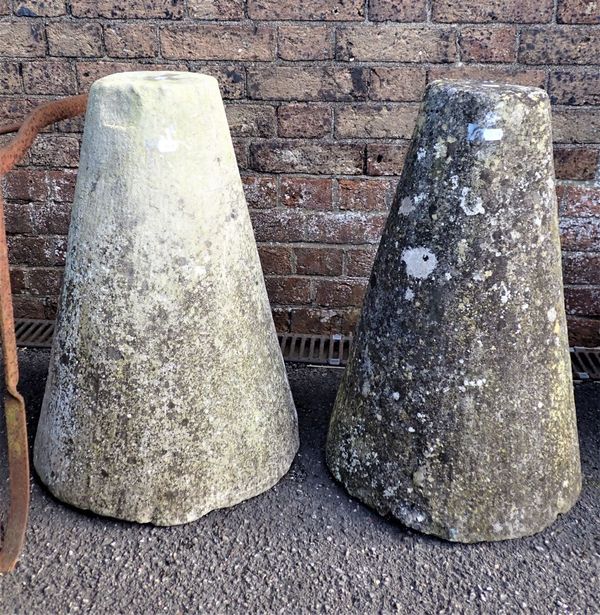 A PAIR OF STADDLE STONE BASES