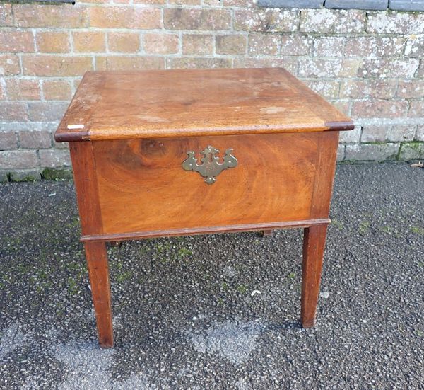 A GEORGE III MAHOGANY BOX STOOL