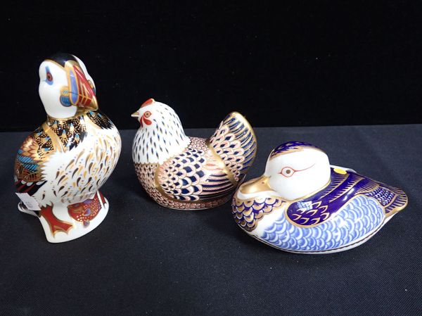 ROYAL CROWN DERBY: THREE IMARI PAPERWEIGHTS