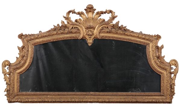 A LOUIS XV STYLE GILTWOOD OVERMANTLE MIRROR