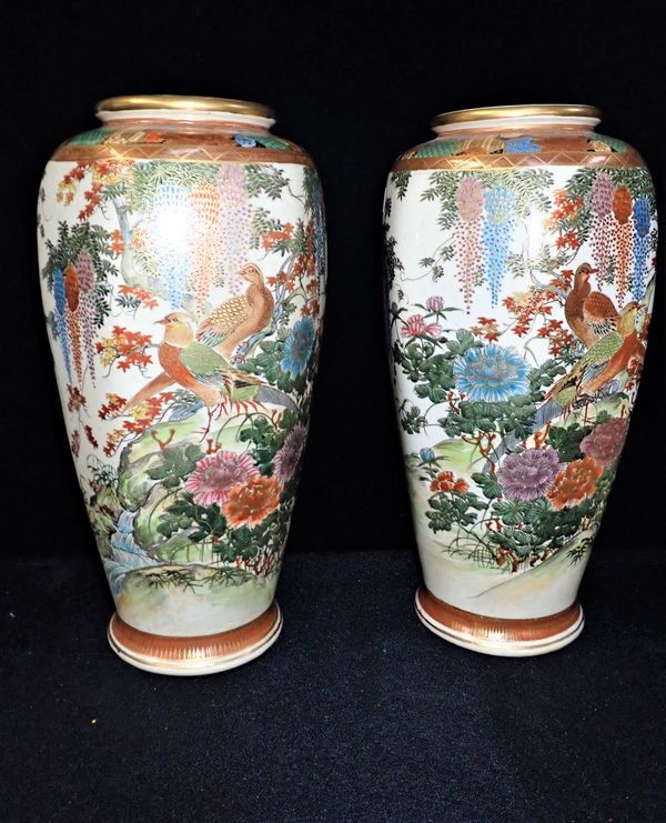 A PAIR  OF JAPANESE SATSUMA VASES