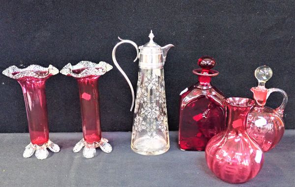 A VICTORIAN CUT GLASS CLARET JUG