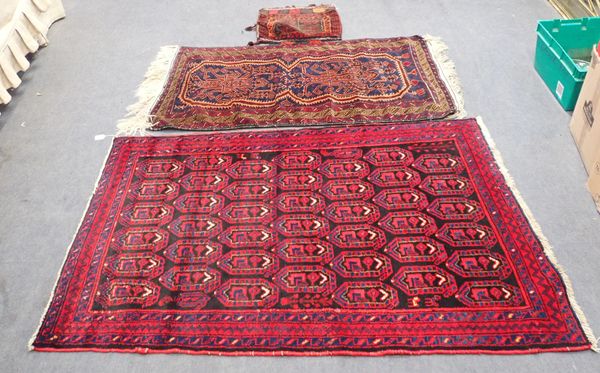 A HAMADAN RUG, WITH REPEAT PATTERN