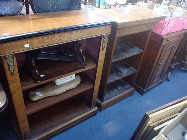 A VICTORIAN WALNUT AND EBONISED PIER BOOKCASE