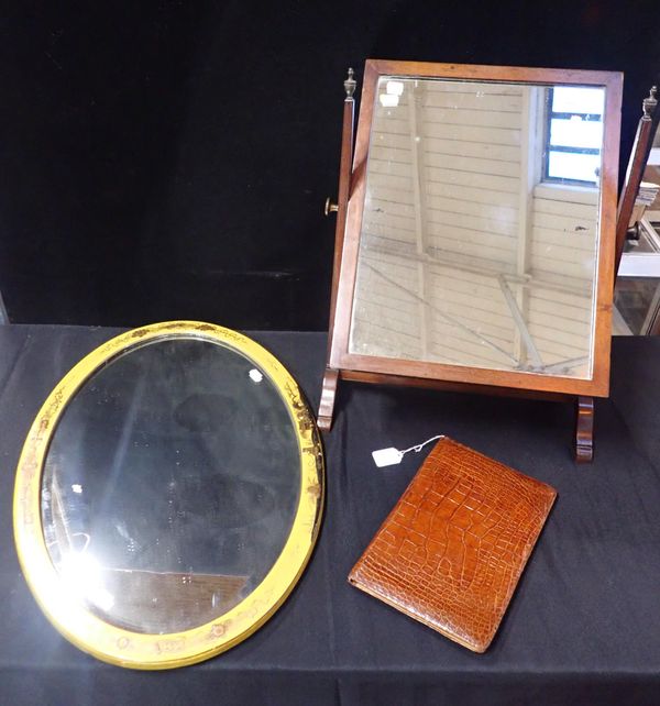 AN EDWARDIAN MAHOGANY TOILET MIRROR