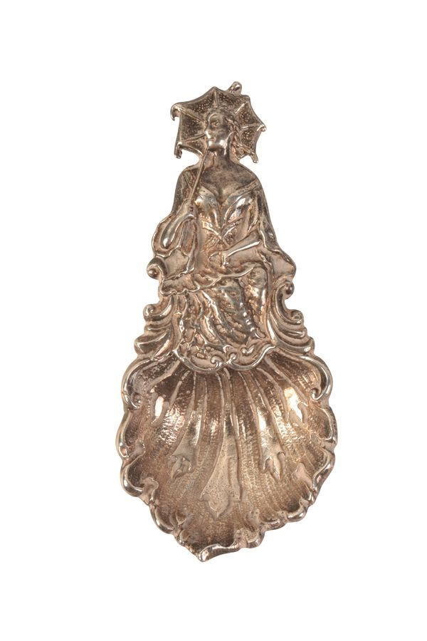 AN ELIZABETH II CAST SILVER CADDY SPOON