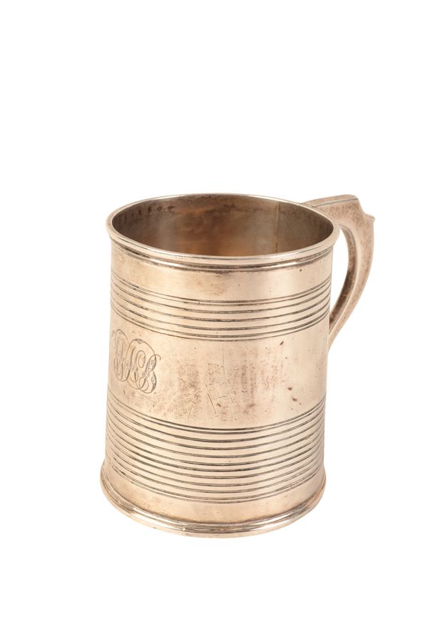 AN EARLY VICTORIAN SILVER CHRISTENING TANKARD