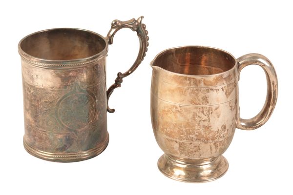 AN EARLY VICTORIAN SILVER CYLINDRICAL CHRISTENING TANKARD