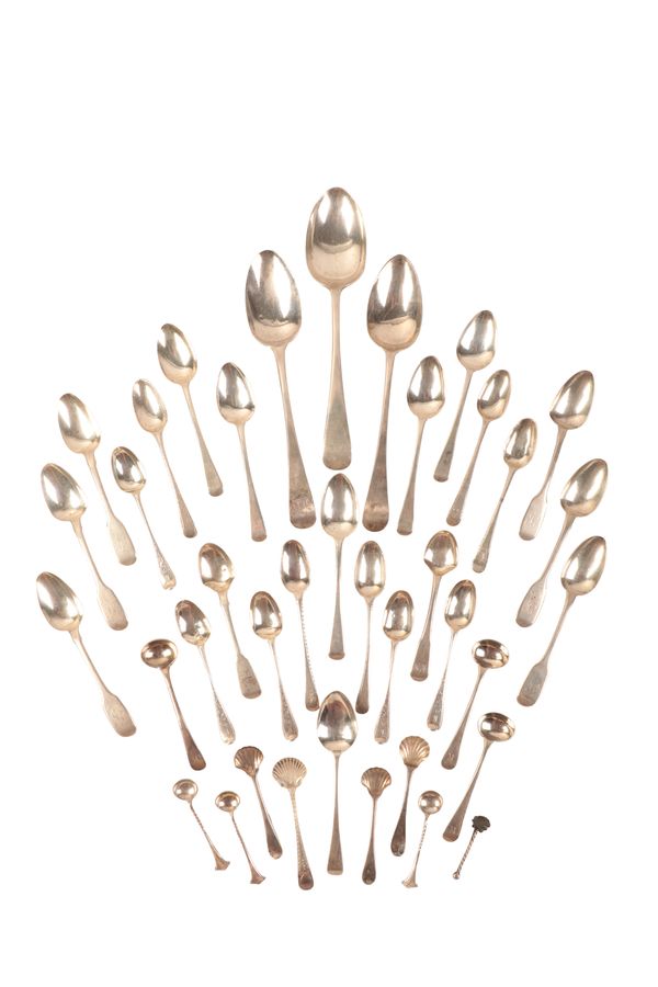 A GEORGE III SILVER OLD ENGLISH PATTERN TABLE SPOON