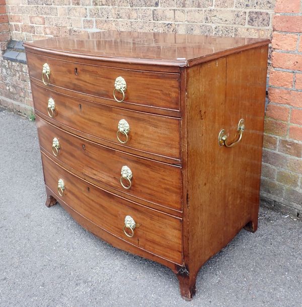 A 19TH CENTURY MAHOGANY BOW-FRONT CHEST OF DRAWERS