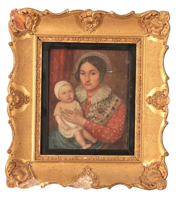 ITALIAN SCHOOL, 19TH CENTURY A portrait of a mother and child
