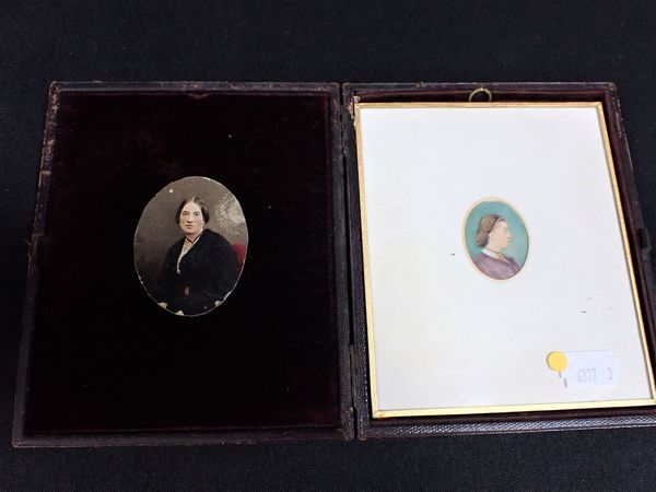 A CASED 1860s PAINTED PORTRAIT