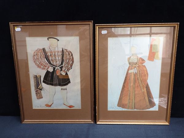 TWO PRINTS AFTER COSTUME DESIGNS BY JOHN BLOOMFIELD